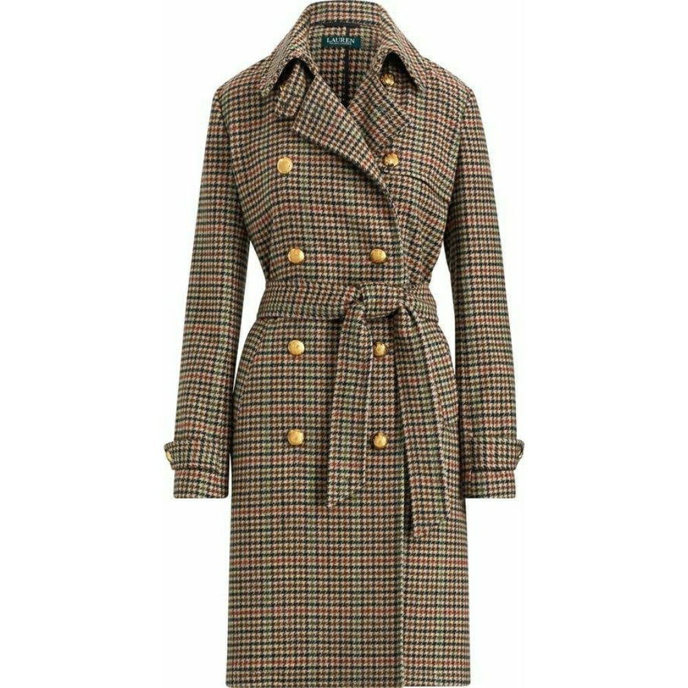 RALPH LAUREN HOUNDS TOOTH WOOL TRENCH